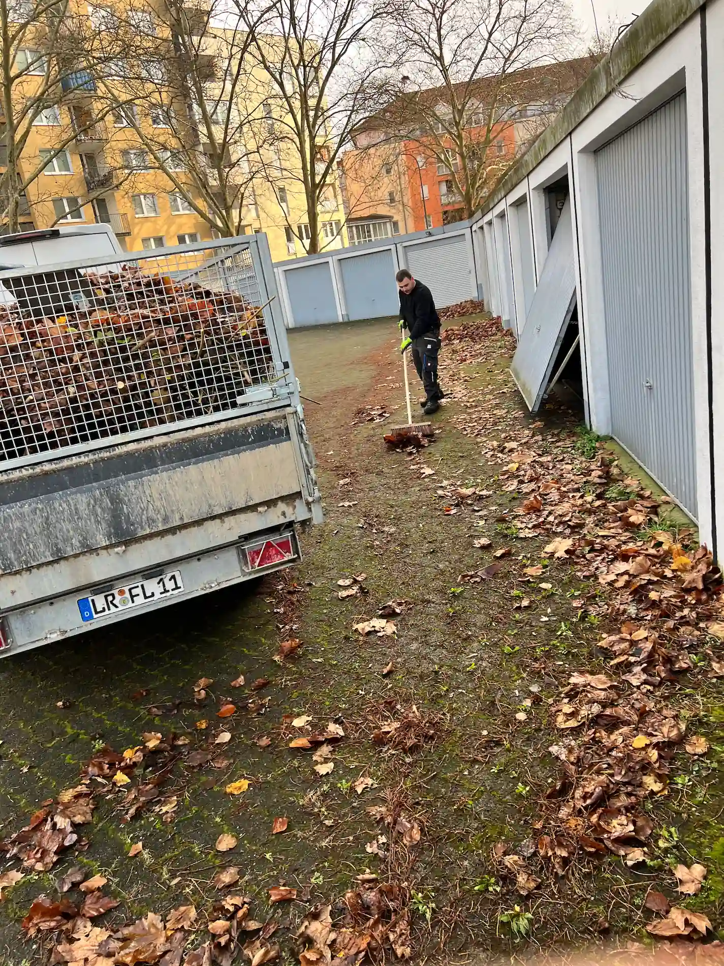 Fischer LUB UG beim Abtransport von Herbstlaub - Spezialleistungen.